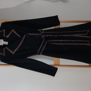 Dress with leaopard print trim and belt